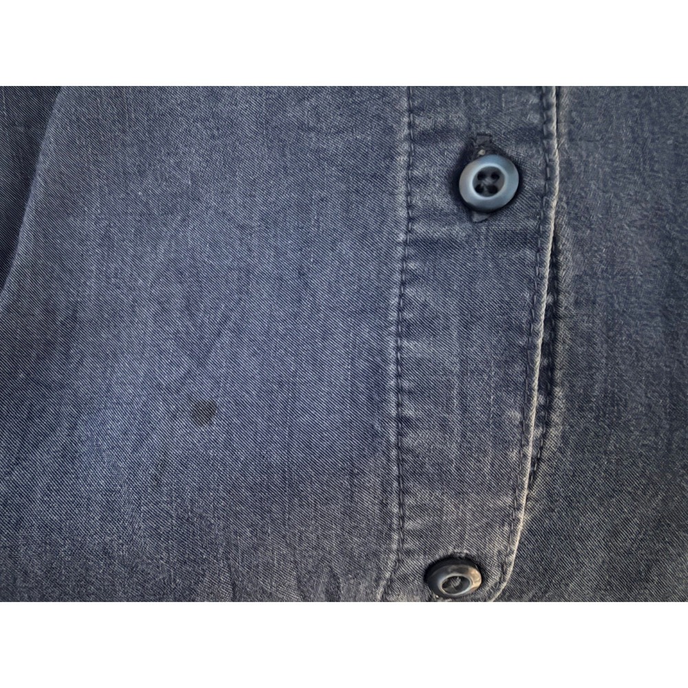 Zac & Rachel Women's L Blue Lyocell Button Down Shirt Sharkbite Hem Blouse 1081 - Picture 6 of 6
